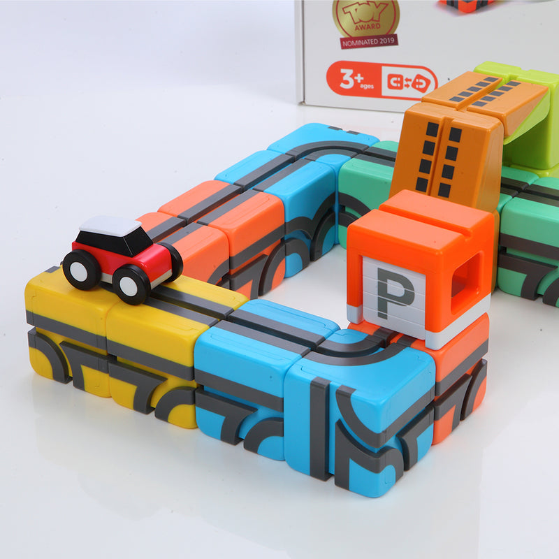 【Qbi】知育玩具 Classic Magnetic Cubes 幼児(3歳頃～) BASICパック ブロック他25ピース個 車2台